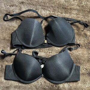 EVE’S TEMPTATION Bundle of 2 Front Closure Black Bras Sz 32B
